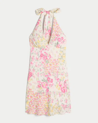 Hollister Open-back Crepe Halter Dress In White