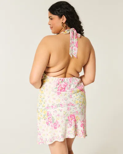 Hollister Open-back Crepe Halter Dress In White