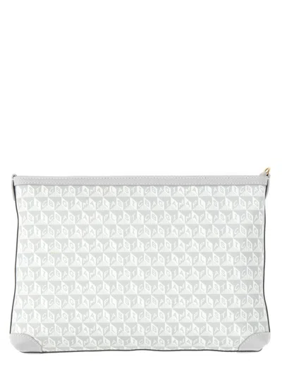 Anya Hindmarch Smiley Face Graphic Print Wrist Strap Clutch In White