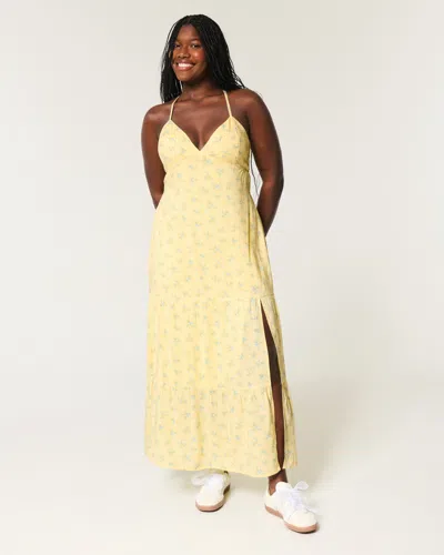 Hollister Open Back Maxi Dress In Yellow