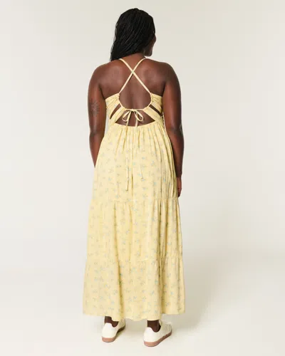 Hollister Open Back Maxi Dress In Yellow
