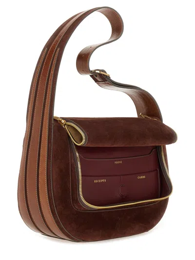 Anya Hindmarch Shoulder Bag With Adjustable Strap And Front Pocket In Brown