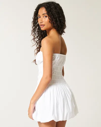 Hollister Strapless Bubble Mini Dress In White