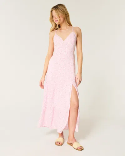 Hollister Open Back Maxi Dress In Pink