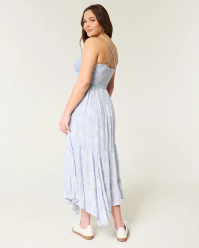 Hollister Crochet-style Mix V-neck Maxi Dress In Blue