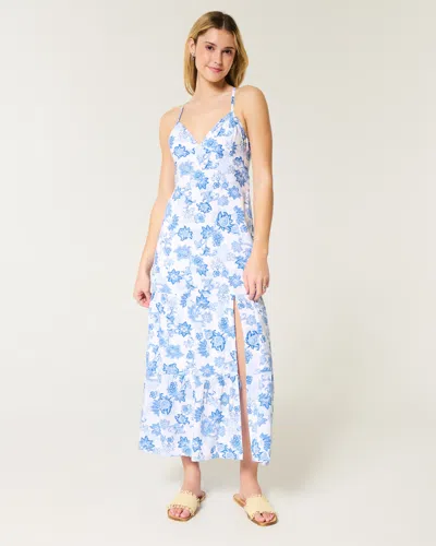 Hollister Open Back Maxi Dress In Blue