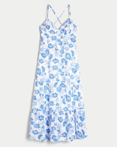 Hollister Open Back Maxi Dress In Blue