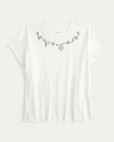 Hollister Easy Body-skimming Floral Graphic Tee In White