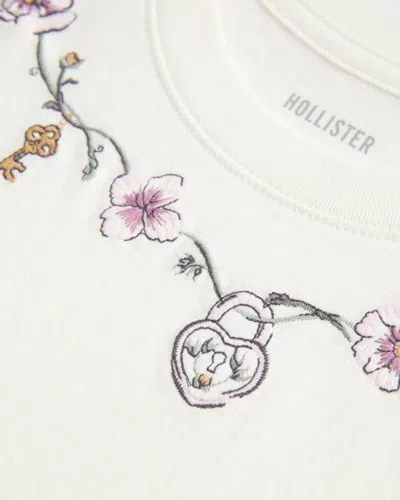 Hollister Easy Body-skimming Floral Graphic Tee In White