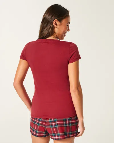 Hollister Holiday Vault Release Logo Graphic Tee In Red