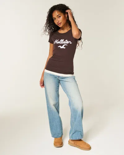 Hollister Holiday Vault Release Logo Graphic Tee In Brown