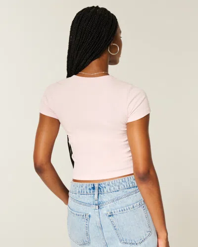 Hollister Hot Cocoa Graphic Baby Tee In Pink