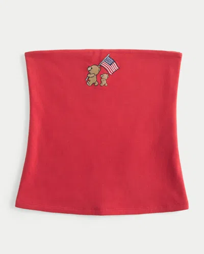 Hollister Taylor Graphic Tube Top In Red