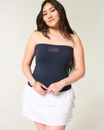 Hollister Taylor Shine Graphic Tube Top In Blue