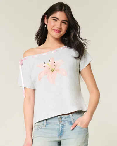 Hollister Easy Off-the-shoulder Tie T-shirt In White