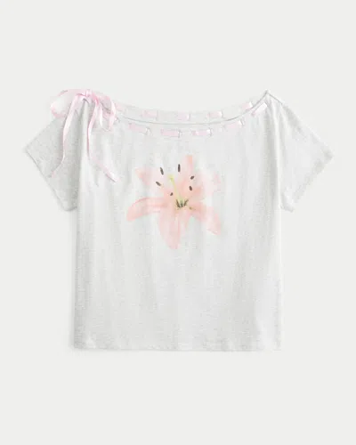 Hollister Easy Off-the-shoulder Tie T-shirt In White