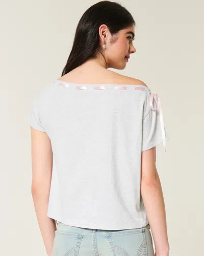 Hollister Easy Off-the-shoulder Tie T-shirt In White