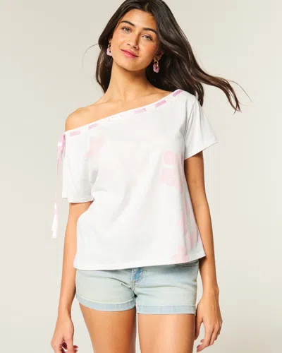 Hollister Easy Off-the-shoulder Tie T-shirt In White