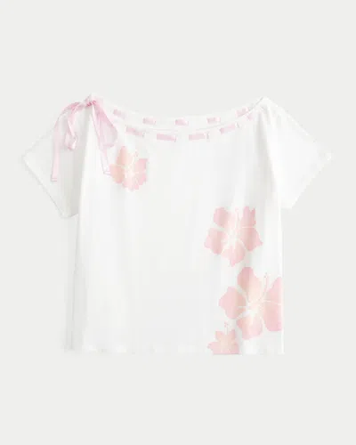 Hollister Easy Off-the-shoulder Tie T-shirt In White