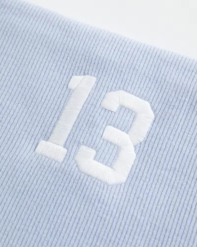 Hollister Ribbed Strapless Graphic Tube Top In Blue