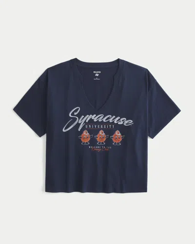 Hollister Easy Notch-neck Syracuse University Graphic Tee In Blue