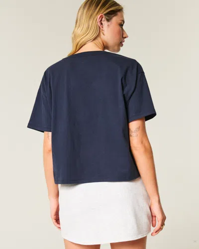 Hollister Easy Notch-neck Syracuse University Graphic Tee In Blue