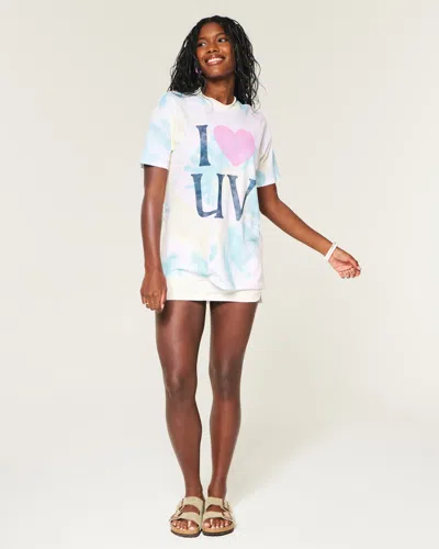Hollister Oversized Tie-dye I Heart Uv Graphic Tee