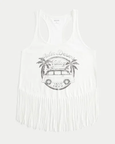 Hollister Palm Desert Valley Graphic Fringe Tank In White