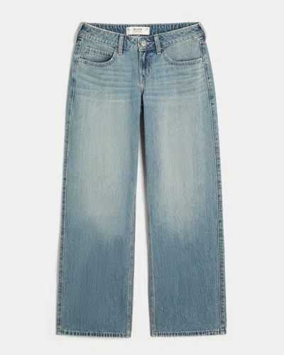 Hollister Low-rise Medium Wash Baggy Jeans In Blue