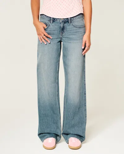Hollister Low-rise Medium Wash Baggy Jeans In Blue