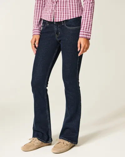Hollister Low-rise Dark Wash Bootcut Jeans In Pink