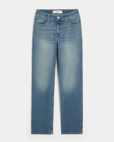 Hollister High-rise Medium Wash Straight Jeans In Blue