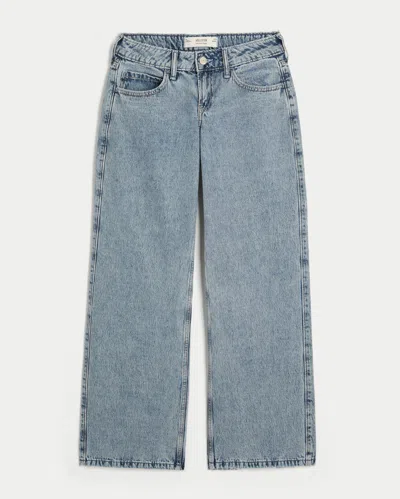 Hollister Low-rise Medium Wash Baggy Jeans In Pink