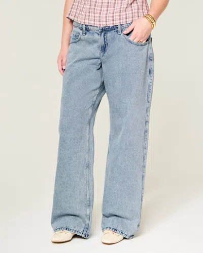 Hollister Low-rise Medium Wash Baggy Jeans In Pink