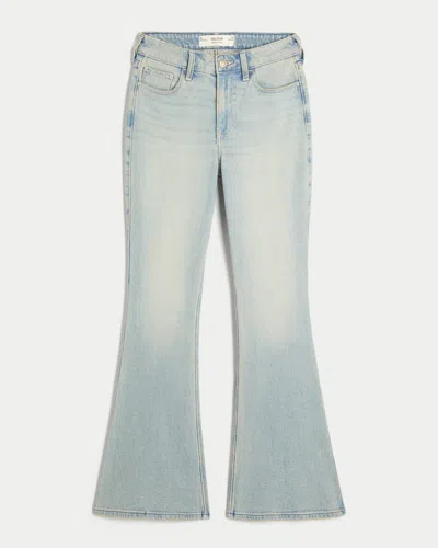 Hollister High-rise Light Wash Star Pocket Flare Jeans In Blue