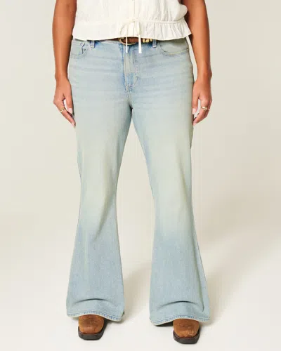 Hollister High-rise Light Wash Star Pocket Flare Jeans In Blue
