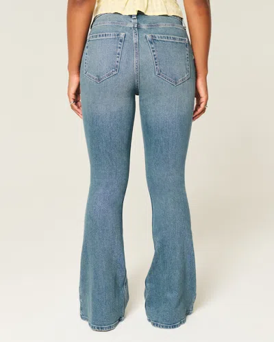 Hollister Curvy High-rise Medium Wash Flare Jeans In Blue