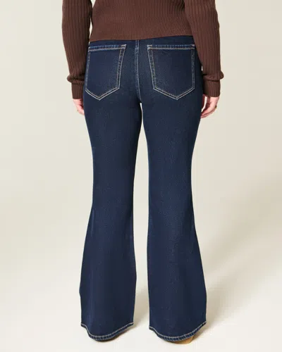 Hollister High-rise Dark Wash Flare Jeans In Blue