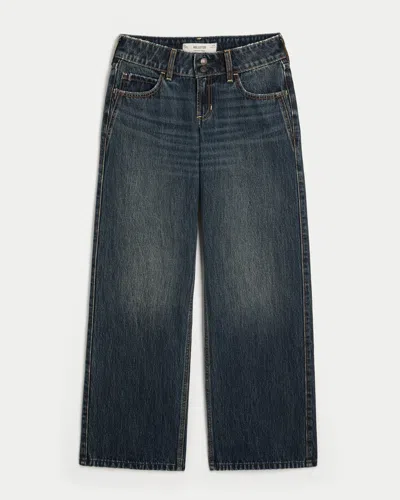Hollister Low-rise Y2k Dark Wash Baggy Jeans In Blue