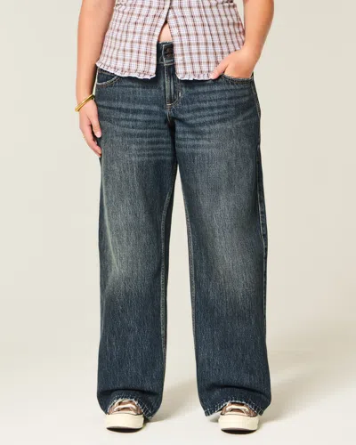 Hollister Low-rise Y2k Dark Wash Baggy Jeans In Blue