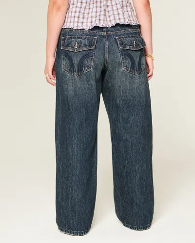 Hollister Low-rise Y2k Dark Wash Baggy Jeans In Blue