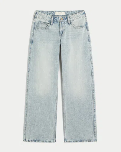 Hollister Low-rise Light Wash Baggy Jeans In Blue