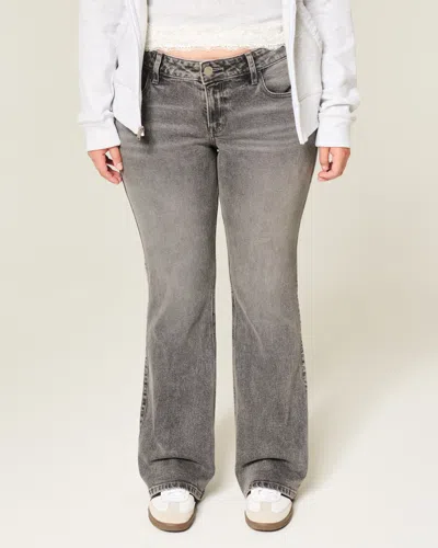 Hollister Low-rise Grey Bootcut Jeans In Gray