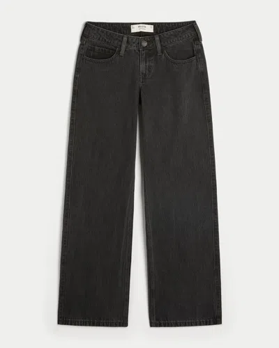 Hollister Low-rise Washed Black Baggy Jeans In Black