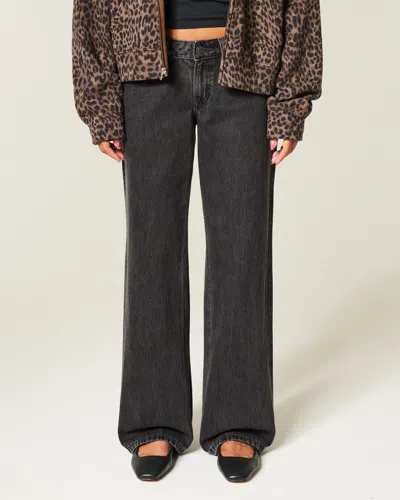 Hollister Low-rise Washed Black Baggy Jeans In Black