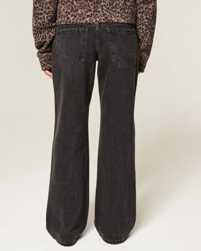 Hollister Low-rise Washed Black Baggy Jeans In Black