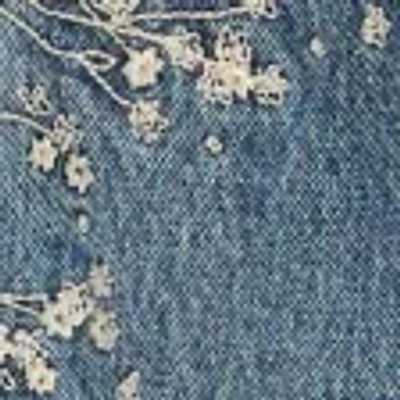 Hollister Low-rise Dark Wash Floral Embroidery Baggy Jeans In Blue