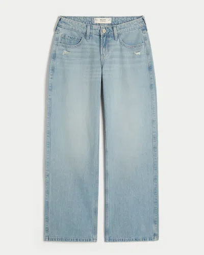 Hollister Low-rise Distressed Baggy Jeans In Blue