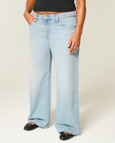 Hollister Low-rise Distressed Baggy Jeans In Blue
