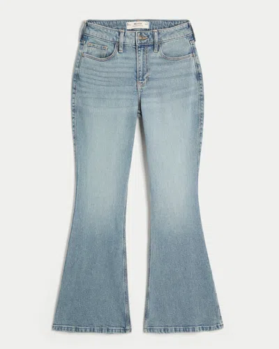 Hollister Curvy High-rise Medium Wash Flare Jeans In Blue